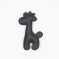 Minimalist black PU leather giraffe keychain pendant with elegant stitching detail - Pendant Only (Without Chain) / Black