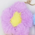 Porte-clés tournesol en peluche avec pétales violets et fermoir en métal doré - Violet Clair