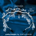 Detail of beaded crystal headband on blue silk with size dimensions of 13cm by 6cm - White (TS-J3402S)