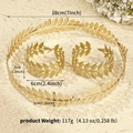 Λεπτομερής όψη στεφανιού από φύλλα δάφνης 18K χρυσού και σετ ανοιγόμενων βραχιολιών - Στυλ Φύλλου Δάφνης (ZUHE-227) / Χρυσό Σετ (Στέκα + Βραχιόλι)