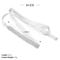 White satin bridal belt with sparkling silver leaf rhinestone beadwork, length 43cm - White