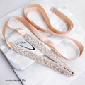 Handmade champagne bridal sash with beaded rhinestone leaves and satin ribbon for wedding gowns - Pink