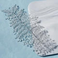 Handmade bridal hairpiece featuring clear crystals and silver wire on a marble tray - Silver Handmade Woven Crystal Hairband (HS-J6726S)