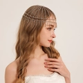 Retro golden tassel hair chain with rhinestones for parties and bohemian style - Gold (HS-J6930G)