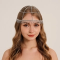 Vintage silver tassel forehead chain with sparkling rhinestones for party hair decor - Silver (HS-J6944S)