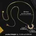 Goldene Titan Halskette mit Mondsichel-Sonnenanhänger, Zirkonia und 45cm Gliederkette - Gold