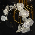 Artistic silver hollow wire petal hair clip with pearls for weddings and parties - Silver Headband (HS-J6123S)