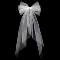 Elegante pasador de lazo de tul blanco con perlas para fiestas y velos de novia - Velo con Lazo de Perlas Blancas (HS-J7434)
