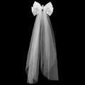 Voile de mariée blanc avec nœud et lettrage BRIDE en strass brillants pour mariage - Voile en Satin à Nœud Strass BRIDE (HS-J7461)