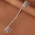 Silberner Braut-Haarkamm mit Strass-Kristallen und eleganten Wellenmustern - Silber Klar Strass Wellen Haarkette (HS-J5897S)