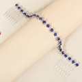 Eleganter silberner Haarkamm mit tiefblauen Kristallen und Strass für Brautfrisuren - Silber Dunkelblau Strass Haarkette (HS-J5897SBLUE)