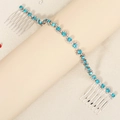 Silberner Braut-Haarkamm mit blauen und klaren Strasskristallen für Hochzeitsfrisuren - Silber Himmelblau Strass Haarkette (HS-J5897SLB)