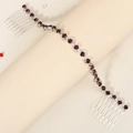Vintage Silber Braut Haarkamm Set mit tiefroten Straßsteinen und klaren Kristallen - Silber Dunkelrot Strass Haarkette (HS-J5897SP)