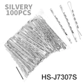 Set of 100 silvery wavy hair pins for styling, minimalist metal clips for women - Bobby Pin / Silver