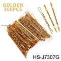 Set of 100 pieces golden wavy metal hair pins for women styling and professional hair salon - Bobby Pin / Gold