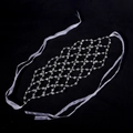 Diadema de malla con cuentas de cristal estilo étnico y cintas de organza para novia - Estilo Ancho Cuenta de Cristal Plateada (HS-J7168S)