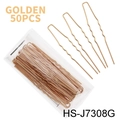 Set di 50 forcine per capelli dorate a forma di U con design ondulato antiscivolo - Perno per orecchini / Oro