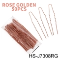 Set di 50 forcine a U color oro rosa con design ondulato antiscivolo per acconciature - Perno per orecchini / Oro rosa