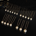 Set di 18 forcine a U dorate con perle bianche di varie dimensioni per acconciature da sposa - Perle Multidimensione (Oro)
