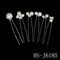 Élégant ensemble de 6 épingles à cheveux en perles pour mariée avec tiges en argent - Fleur de Perle Composite (HS-J6185)
