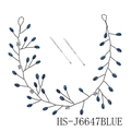 Enredadera de pelo azul hecha a mano con cristales y perlas para novias y bodas - Estilo Enredadera con Cuentas Azules (HS-J6647BLUE)