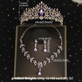 Parure de bijoux de mariée dorée avec cristaux violets comprenant couronne et collier - Ensemble de Mariée Trois Pièces (ZUHE-057GP)