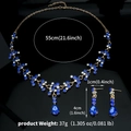Golden bridal jewelry set with blue crystal necklace and teardrop earrings, 55cm length - Necklace And Earrings Set (NS-J6482GBLUE) / Blue