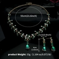 Parure de bijoux de mariée dorée avec gemmes gouttes vertes pour mariages - Ensemble Collier Et Boucles d'Oreilles (NS-J6482GGREEN)