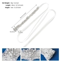 Makro-Detail des handgenähten Strass-Brautgürtels mit Kristallranken und Abmessungen - Langer Stil (WS-J230S)