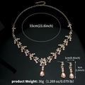 Parure de bijoux de mariée dorée avec gemmes roses en poire et cristaux étincelants - Ensemble Collier Et Boucles d'Oreilles (NS-J6482GXB)