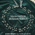 Detailed view of handmade bridal hair vine with pearls and gold wire on green silk - Gold (WS-J044G)