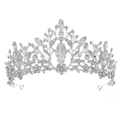 Diadème de mariée argenté élégant avec motifs floraux en cristal et strass marquise - Couronne Coiffe (TS-J2711)