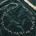 Elegant bridal vine belt with white pearls and silver wire on green silk background - Silver (WS-J044S)