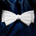 Elegante fermaglio per capelli in raso bianco con doppio fiocco e finitura lucida - Molletta per Capelli Fiocco in Raso Bianco (HS-J7357W)