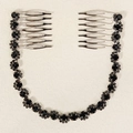 Halloween black rhinestone hair comb with hand-woven crystal beads and silver U-shape chains - Black U-Shaped Rhinestone Hair Chain (HS-J5897BLK)