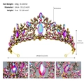 Diadème vintage doré avec strass colorés, diamètre 14 cm et hauteur de 7 cm - Couronne Vintage (TS-J2711AB)