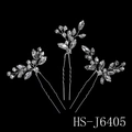 Set di tre forcine per capelli da sposa in argento con fiori di strass e cristalli - Stile Argento (HS-J6405)