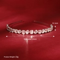 Detailed size and weight specs of elegant silver rhinestone headband with measurements - Silver Clear Square Rhinestone (TS-J2773S)