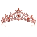 Elegante tiara de oro rosa con pedrería blanca y gemas ámbar para fiestas - Estilo Piedra Ámbar Corazón Hueco (TS-J2960RG)