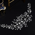 Silver bridal hair vine with crystal plum blossoms and pearls for wedding hairstyles - Hair Band (HS-J6493S)
