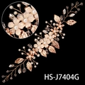 Enredadera de pelo para novia en oro rosa con flores de tela crema, perlas y cristales - Enredadera De Cabello Flor (HS-J7404G)