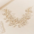 Elegante enredadera de pelo plateada para novia con perlas blancas y cristales brillantes - Estilo de Racimo de Ramas Densas (HS-J7400S)