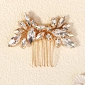 Elegant gold bridal hair comb with marquise cut rhinestones in a floral wing design - Radial Flower Cluster Style (HS-J7158G)