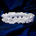 Elegant white ruffled bridal garter with satin silk texture on deep blue background - One Size / GS-J037 Style