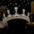 Elegante corona in argento con perle bianche e strass scintillanti per sposa e ballo - Corona di Perle a Cinque Punte Argento (TS-J3032S)