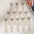 Set of 12 gold rhinestone flower hair pins for bridal and performance styling - Gold Sunflower Style (HS-J3841G) / 12 Pieces / Gold