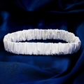 Elegant white satin ruffled bridal garter belt on a deep blue silk fabric background - One Size / GS-J040 Style