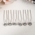 Set of 6 silver bridal hair pins with sparkling rhinestone balls and crystals - Silver Pave Rhinestone Ball Style (HS-J4714)