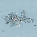 Elegant silver bridal hair comb featuring floral crystal branches and sparkling rhinestones - Natural Plant Branch Style (HS-J6810S)