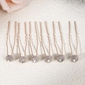 Set of 6 rose gold bridal hair pins with sparkling rhinestone clusters for women - Rose Gold Pave Rhinestone Ball Style (HS-J4714RG)